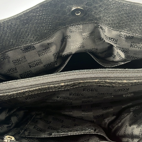 Michael Kors Black Leather Snakeskin Hamilton Bag EUC with Dust Bag - Picture 13 of 14